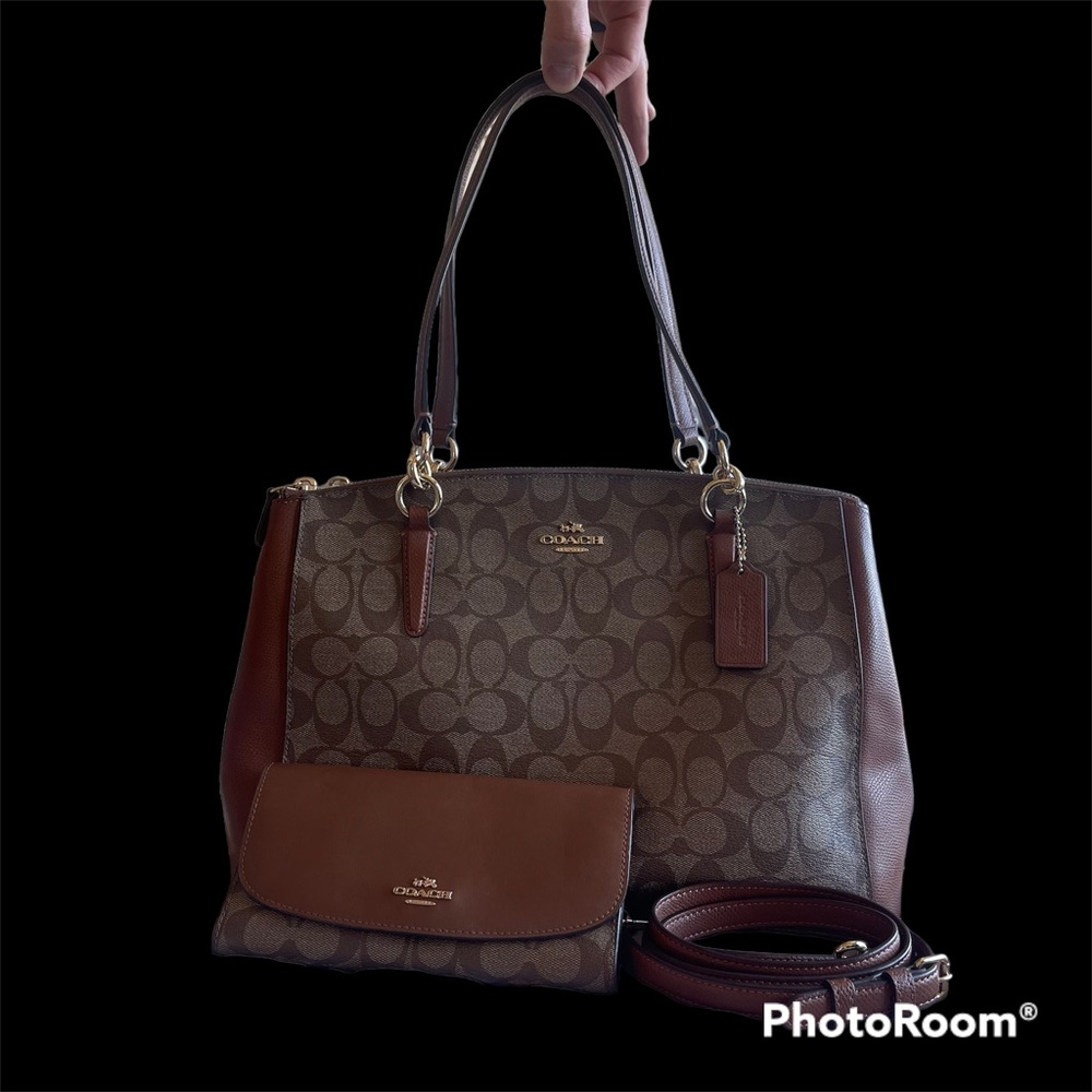 Coach Christie Logo Leather Satchel and Matching Wallet